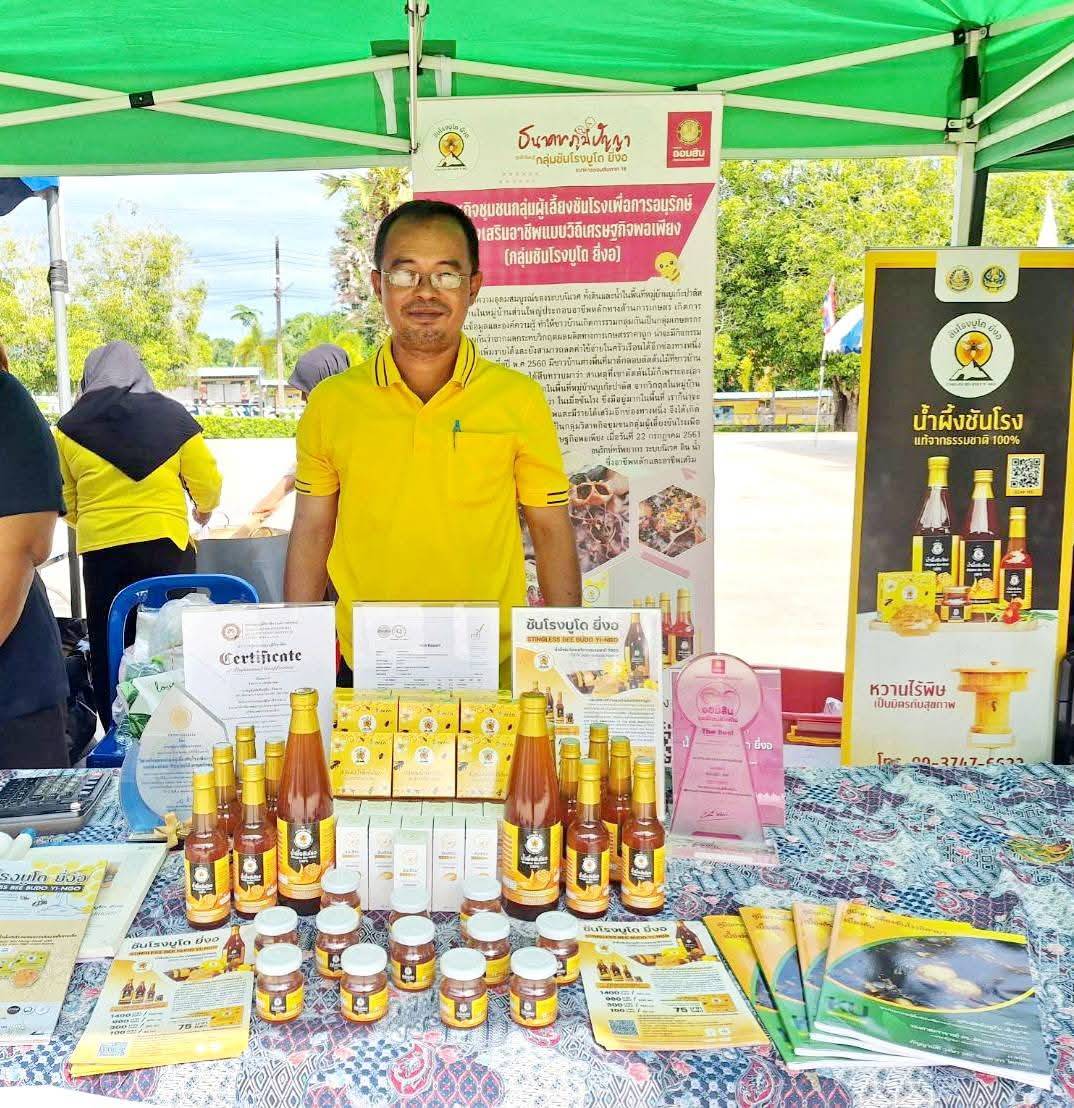 สื่อวิดีโอประชาสัมพันธ์ ประเภทกลุ่ม กลุ่มวิสาหกิจชุมชนกลุ่มผู้เลี้ยงชันโรงเพื่อการอนุรักษ์ และส่งเสริมอาชีพแบบวิธีเศรษฐกิจพอเพียง "น้ำผึ้งชันโรงบูโด" บ้านบูเกะปาลัส หมู่ที่ 4 ตำบลยี่งอ